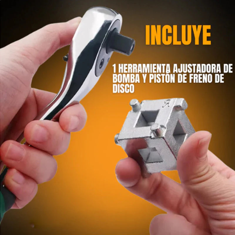 🔧 Féknyereg-dugattyú összenyomó szerszám – Univerzális, 360°-os ratchet funkció – Utánvét 🚗✨