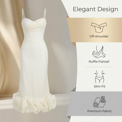 🥰 Keresel egy lenyűgöző nőies ruhát különleges alkalmakra? 👗 Vállpánt nélküli, fodros, sellőfazonú ruha