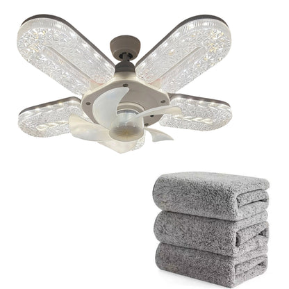 ✨ 5 lapátos LED-es ventilátorlámpa kristályhatással 💎💨