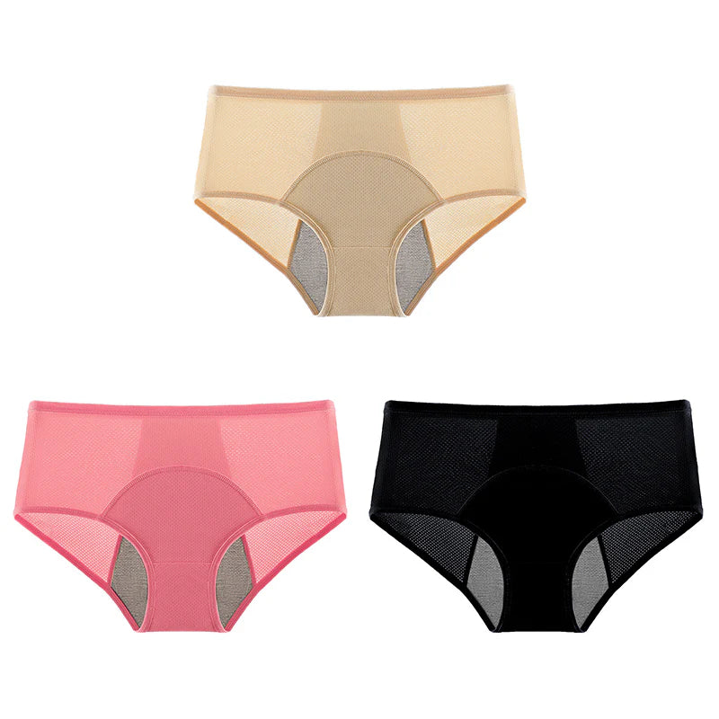 3-Piece Set 🔥🍃 High-waisted sanitary panties with leak protection front and back, effectively preventing side leakage