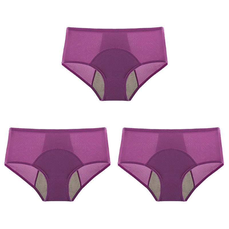 3-Piece Set 🔥🍃 High-waisted sanitary panties with leak protection front and back, effectively preventing side leakage