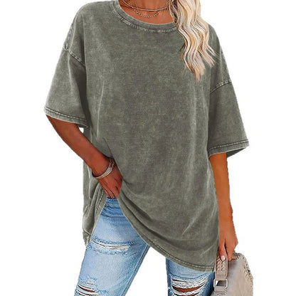 Női, mosott, vintage stílusú, oversize póló