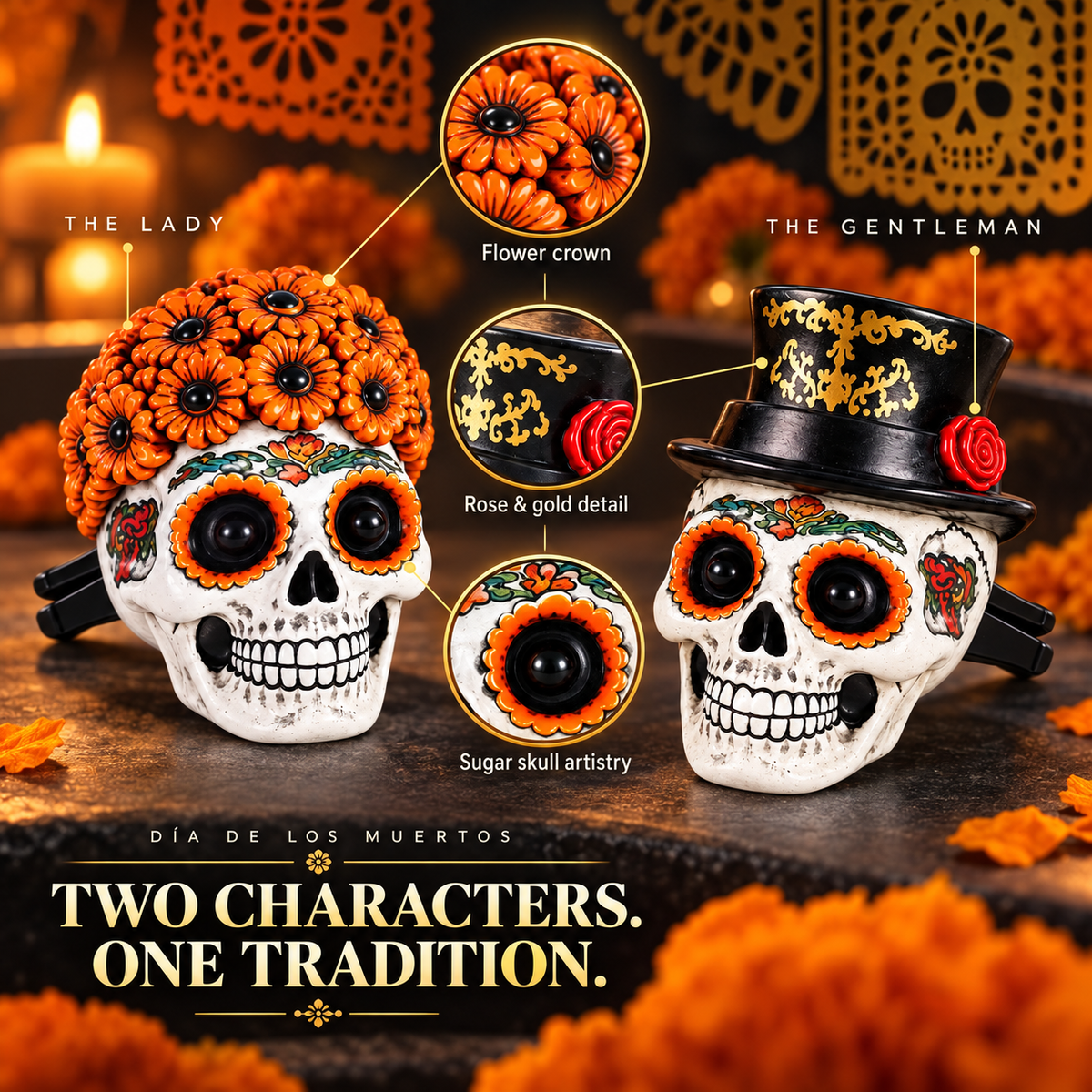 （Zľava na Dušičky🎁1+1 ZADARMO❤️）Aromaterapia s klipom na vetrací otvor auta Día de los Muertos | Sprevádzanie duší domov teplom a vôňou