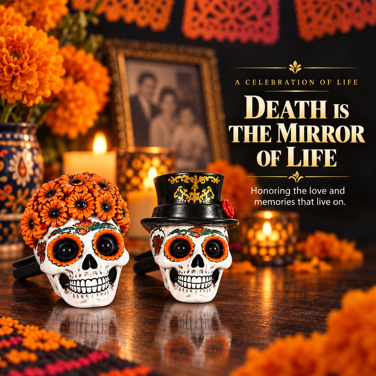 （Zľava na Dušičky🎁1+1 ZADARMO❤️）Aromaterapia s klipom na vetrací otvor auta Día de los Muertos | Sprevádzanie duší domov teplom a vôňou