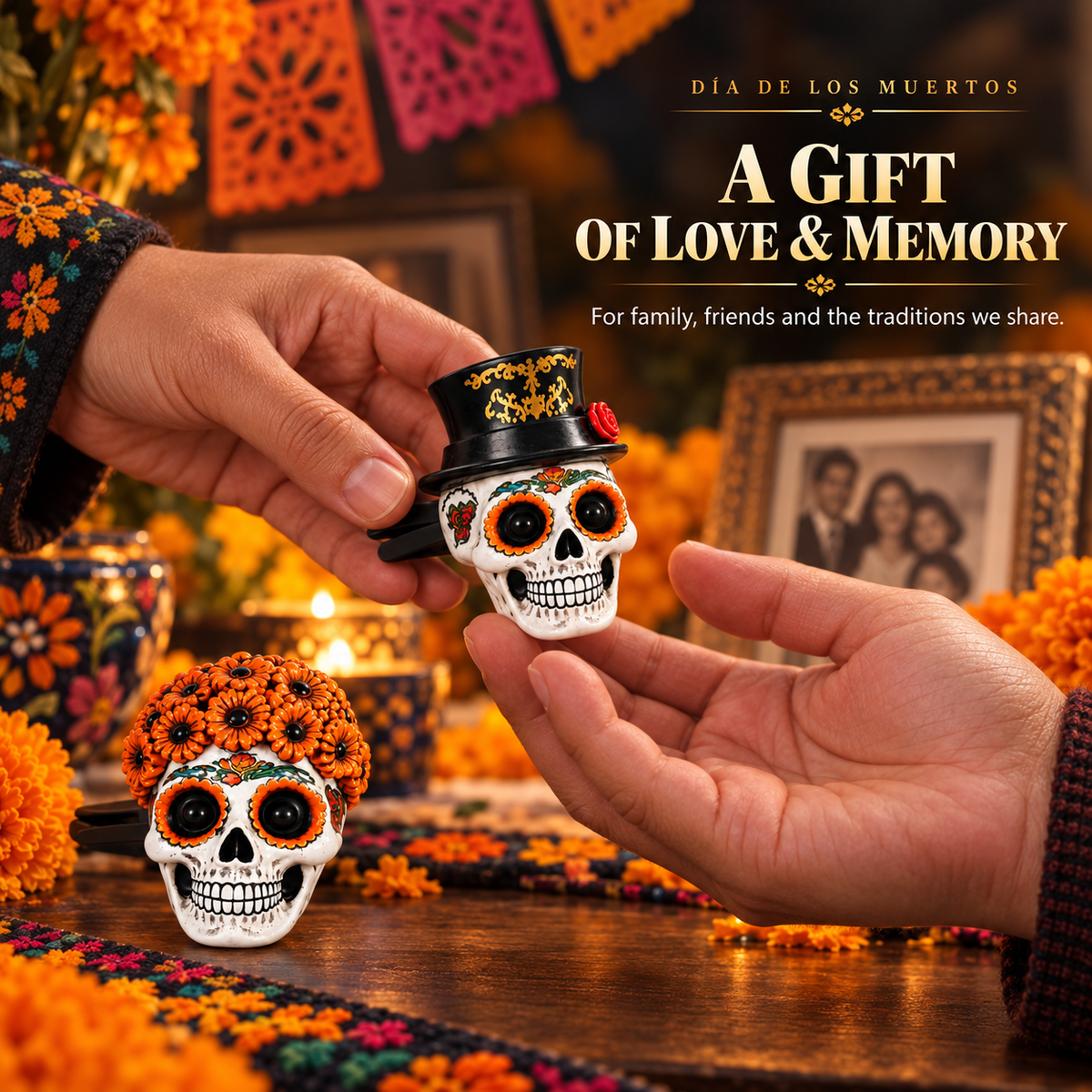 （Zľava na Dušičky🎁1+1 ZADARMO❤️）Aromaterapia s klipom na vetrací otvor auta Día de los Muertos | Sprevádzanie duší domov teplom a vôňou