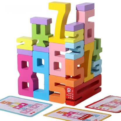 Drewniane klocki z cyframi Montessori (20 sztuk) | NUMBLOCK