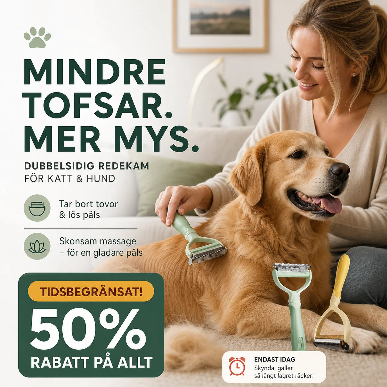 🐕 Kétoldalas szőrkefe háziállatok számára – Eltávolítja a szőrcsomókat és a kihullott szőrszálakat