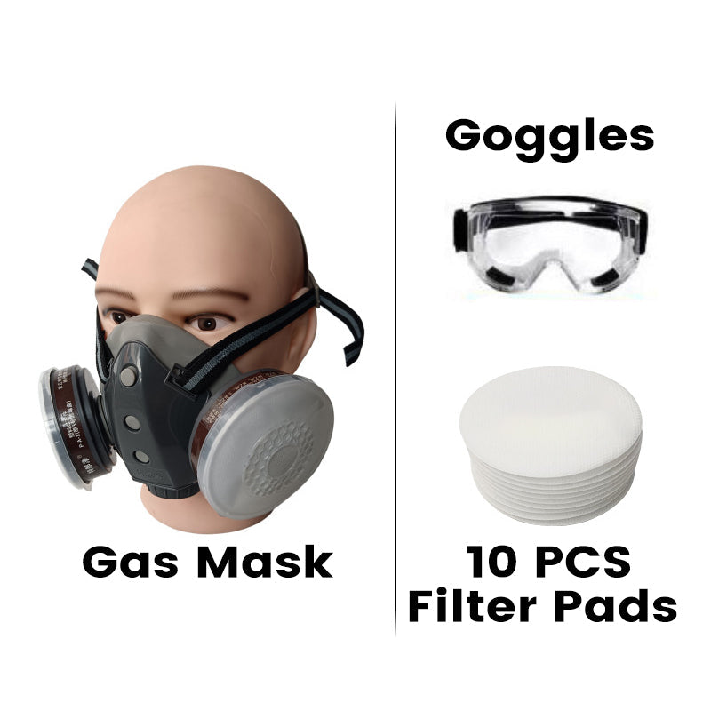 🔥 Aktív szén porvédő dupla tartályú gázálarc 🥽🌬️
