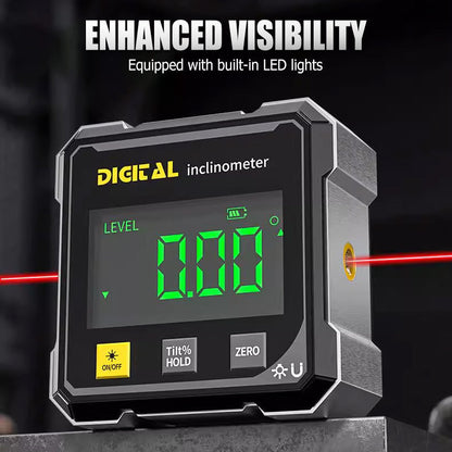 📐4 stranný magnetický digitálny uhlomer s laserom