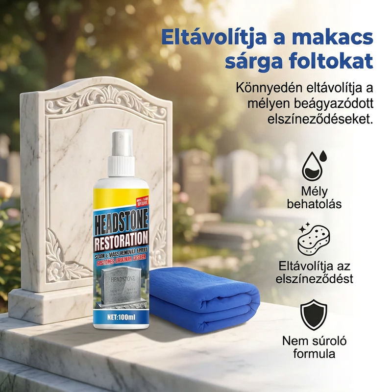 🪨 Ne küszködj többé a köves felületek makacs szennyeződéseivel! 🏛️ Sírtisztító spray – gyors hatású | Gránithoz, márványhoz, kék kőhöz, természetes kőhöz – utánvéttel 🌿
