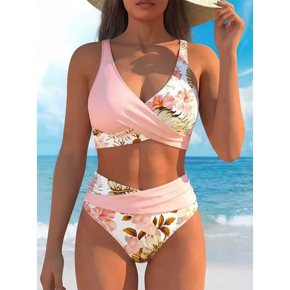🌸🌿 Női virágmintás, magas derekú bikini szett (EU S-XL) 🌊👙