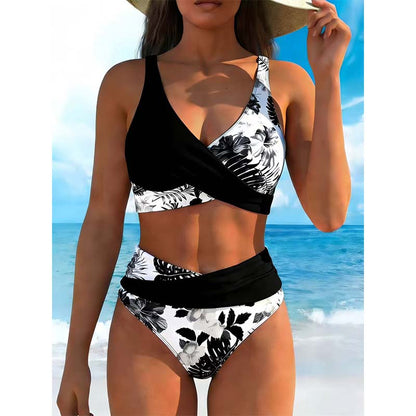 🌸🌿 Női virágmintás, magas derekú bikini szett (EU S-XL) 🌊👙