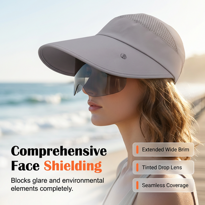 ☀️Védd bőrödet a káros napsugárzástól! 🧢🌞 Széles karimájú napellenzős sapka arcvédővel 💨