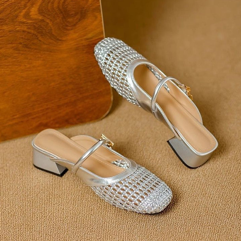 👡 Női, áttört szövésű Mary Jane papucs – alacsony, tömör sarok, felcsúszós, lélegző – utánvéttel ✨