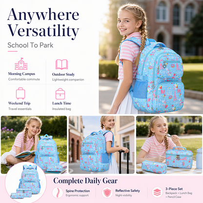 🎒✨Aranyos, sok zsebű iskolatáska kislányoknak🦄