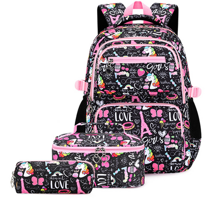 🎒✨Aranyos, sok zsebű iskolatáska kislányoknak🦄
